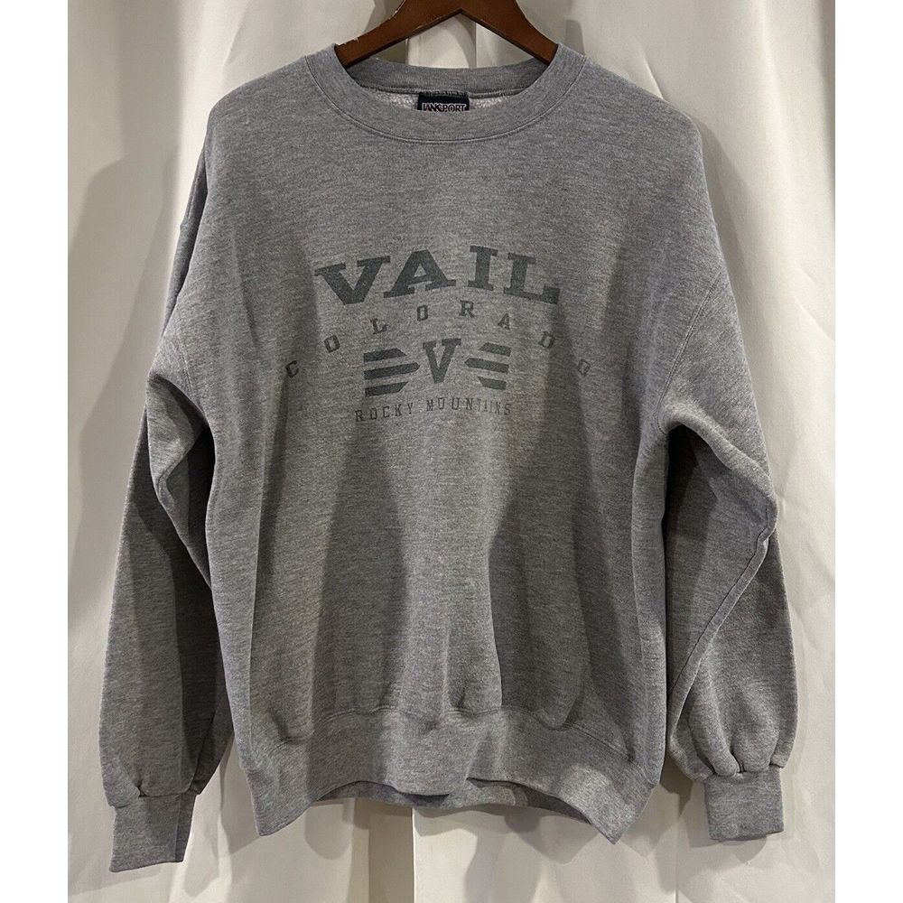VTG 90s JanSport Vail Colorado Sweatshirt Gray Fleece College USA‎ Size Large